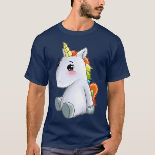 Cute Sitting Unicorn With Rainbow Mane Gift Idea T-Shirt