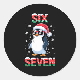 Cute Six Seven 67 Penguin Kids Christmas Holiday  Classic Round Sticker