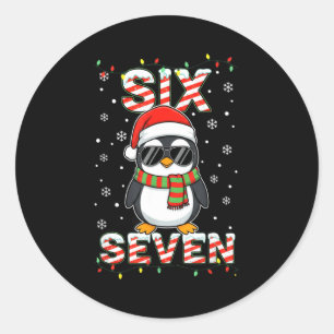 Cute Six Seven 67 Penguin Kids Christmas Holiday  Classic Round Sticker