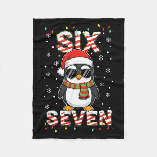Cute Six Seven 67 Penguin Kids Christmas Holiday Fleece Blanket