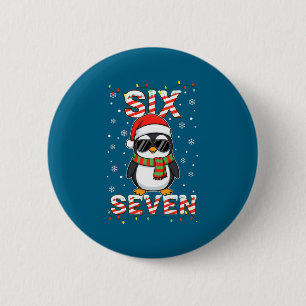 Cute Six Seven 67 Penguin Kids Christmas Holiday L 6 Cm Round Badge