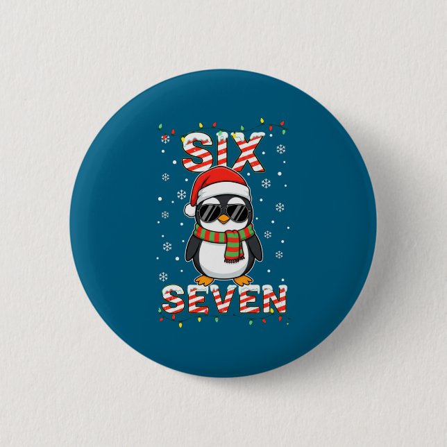 Cute Six Seven 67 Penguin Kids Christmas Holiday L 6 Cm Round Badge (Front)