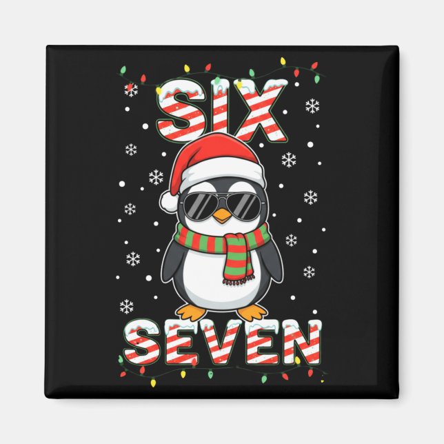 Cute Six Seven 67 Penguin Kids Christmas Holiday L Magnet (Front)