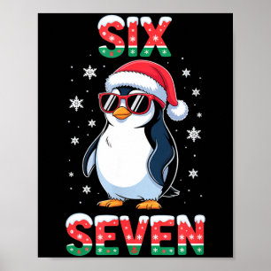 Cute Six Seven 67 Penguin Kids Christmas Holiday  Poster