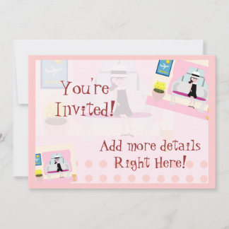 Cute Sixties Stephanie Sweet Retro Character Art Invitation