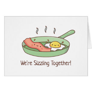 Cute Sizzling Together, Bacon and Egg Doodle