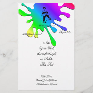 Cute Skateboarder Boy Add Name and Text Stationery