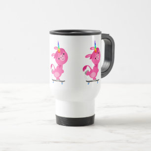 Cute Skateboarding Cartoon Unicorn Commuter Mug