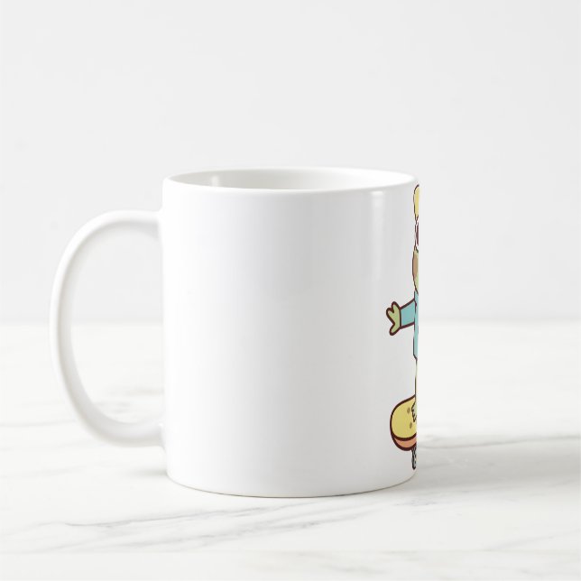 Cute Skateboarding Frog Coffee Mug (Left)