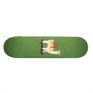 Cute Skateboarding Llama with Sleeping Sloth Gift Skateboard