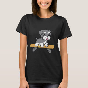 Cute Skateboarding Schnauzer Dog Miniature Schnauz T-Shirt