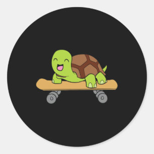 Cute Skateboarding Turtle Skateboard Turtle Classic Round Sticker