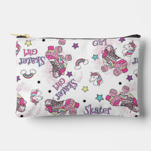 Cute Skater Girl Unicorn Roller Skate Pattern Accessory Pouch