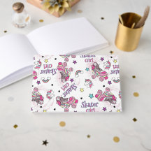 Cute Skater Girl Unicorn Roller Skate Pattern