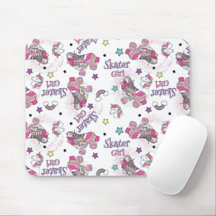 Cute Skater Girl Unicorn Roller Skate Pattern Mouse Mat