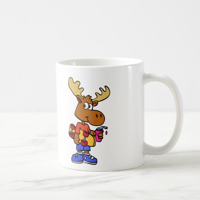 Cute Skater moose | choose background colour Coffee Mug (Right)