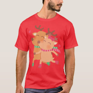 Cute Skating Reindeers Couple T-Shirt