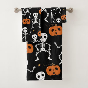 Cute Skeleton And Pumpkin Pattern Bath Towel Set