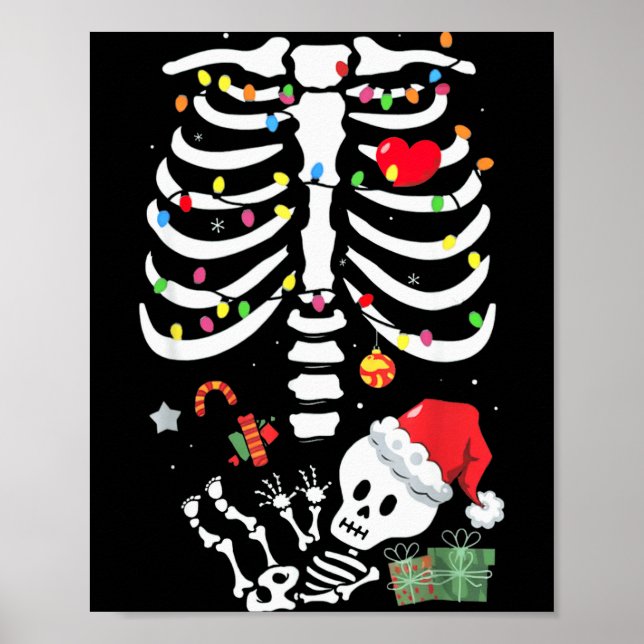 Cute Skeleton Baby Xmas Maternity Mom Pregnancy Ch Poster (Front)