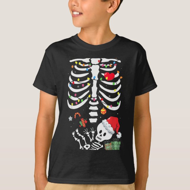 Cute Skeleton Baby Xmas Maternity Mom Pregnancy Ch T-Shirt (Front)