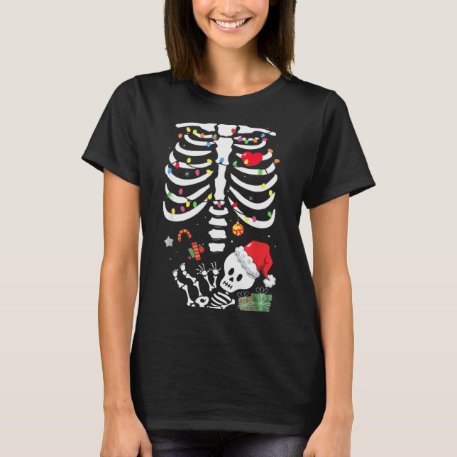 Cute Skeleton Baby Xmas Maternity Mom Pregnancy Ch T-Shirt (Front)