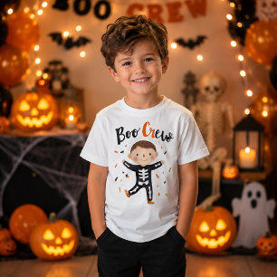 Cute Skeleton Boy Boo Crew Halloween Kids T-Shirt