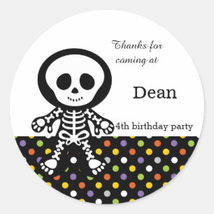 Cute skeleton boy classic round sticker