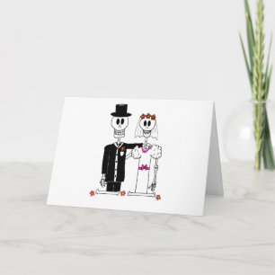 Cute Skeleton Bride and Groom in Wedding Photo  Card