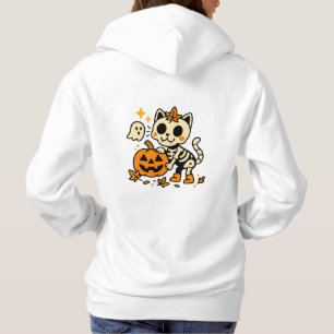Cute Skeleton Cat with Pumpkin T-Shirt Hoodie