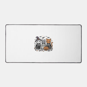 Cute Skeleton Cats Halloween Vintage Engraving Shi Desk Mat