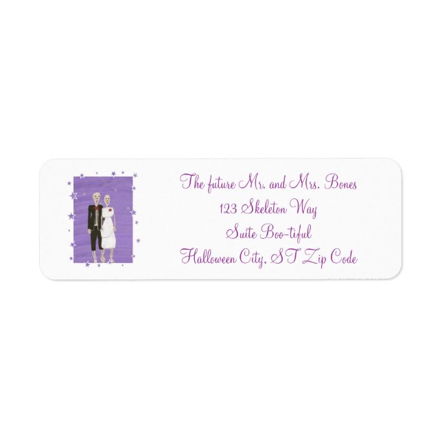 Cute Skeleton Couple Halloween Wedding Address (Front)