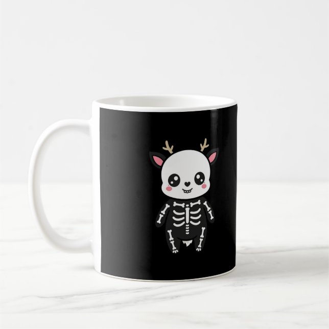 Cute Skeleton Deer Halloween Coffee Mug (Left)