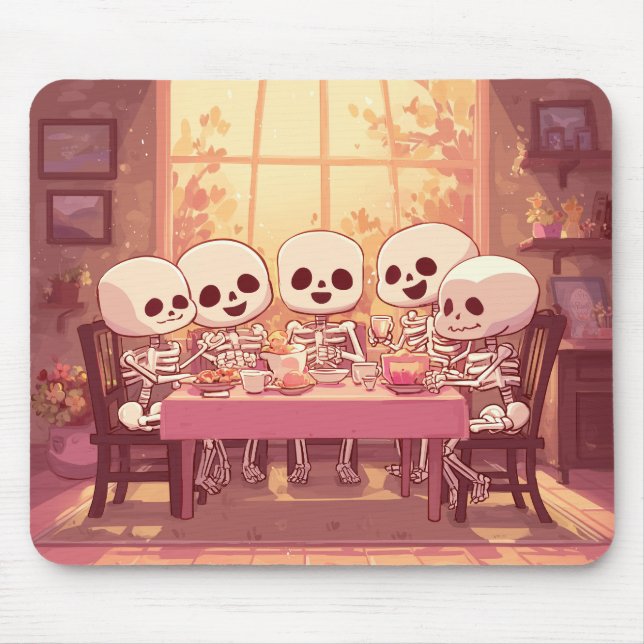 Cute Skeleton Dinner Party - Mousepad (Front)