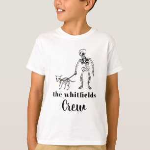 Cute Skeleton Dog Walker Halloween Family Matching T-Shirt