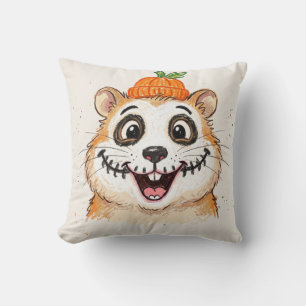 Cute Skeleton Face Paint Hamster Halloween Coloure Cushion