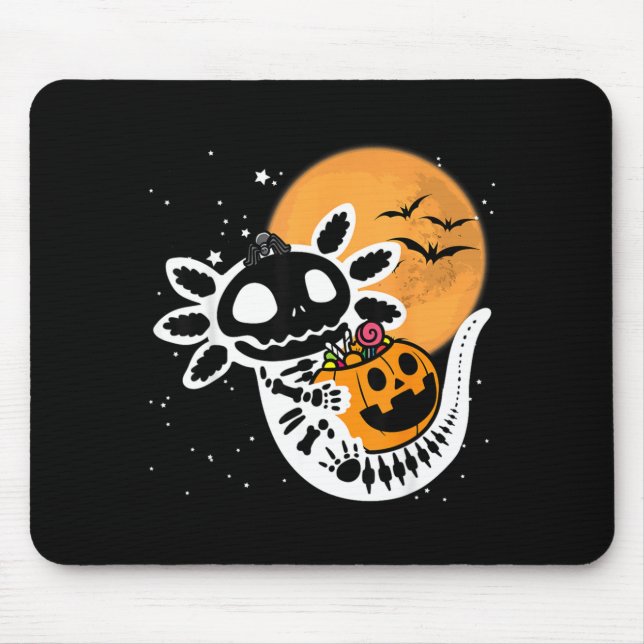 Cute Skeleton Halloween Axolotl Mouse Mat (Front)