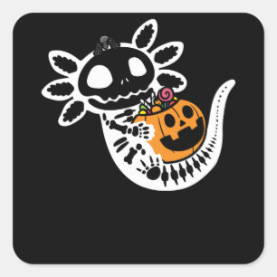 Cute Skeleton Halloween Axolotl Square Sticker
