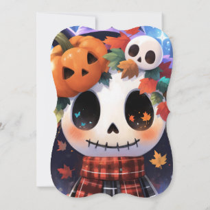 Cute Skeleton Halloween Baby Shower Invitation