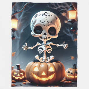Cute Skeleton Halloween  Fleece Blanket