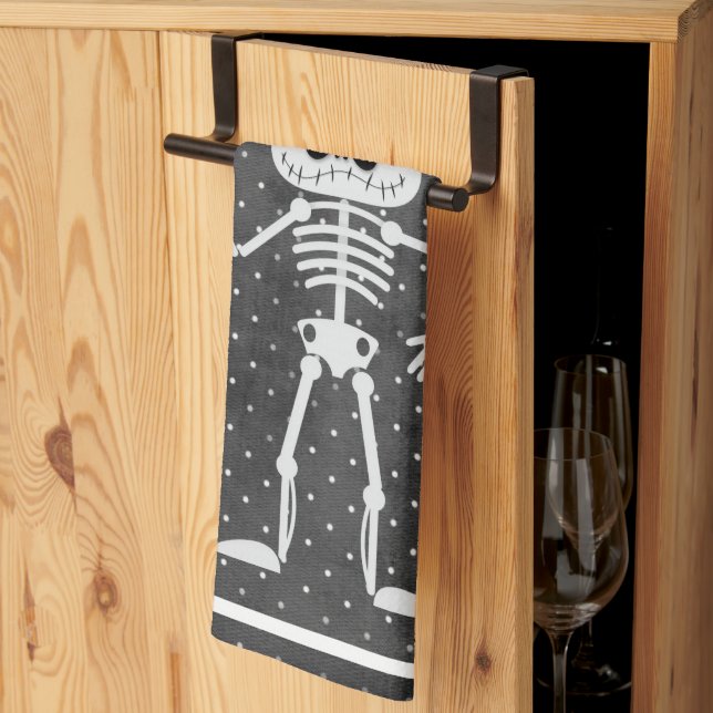 Cute Skeleton Halloween  Tea Towel (Thirds Fold)