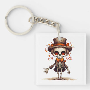 Cute Skeleton Halloween Witch  Key Ring