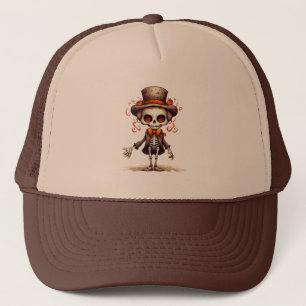 Cute Skeleton Halloween Witch  Trucker Hat