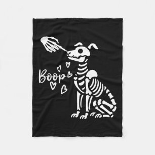 Cute Skeleton Hand Boop Dog Funny Halloween  Fleece Blanket