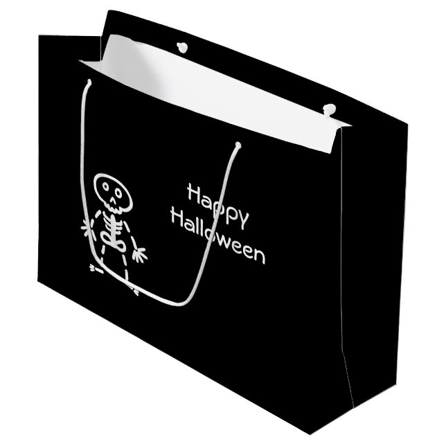 Cute skeleton large gift bag (Front Angled)