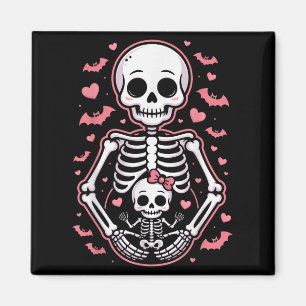 Cute Skeleton Mom And Baby Matching Halloween Cost Magnet