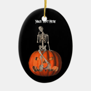 Cute Skeleton Pumpkin Halloween Ornament