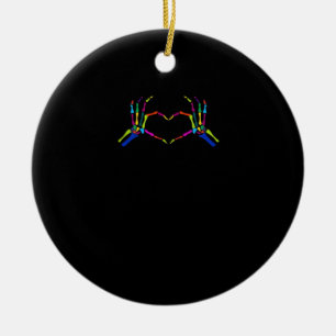Cute Skeleton Sign Colourful Halloween Classic Ceramic Tree Decoration
