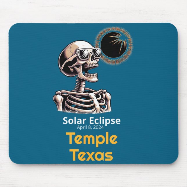 Cute Skeleton Solar Eclipse Temple Texas Mouse Mat (Front)