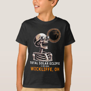 Cute Skeleton Solar Eclipse Wickliffe Ohio T-Shirt