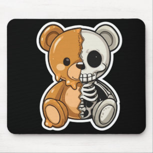 Cute Skeleton Teddy Bear Split Design Mouse Pad
